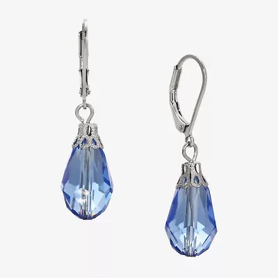 1928 Silver Tone Bead Womens Drop Earrings