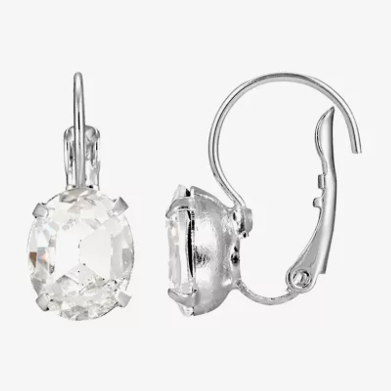 1928 Silver Tone Womens Crystal Drop Earrings