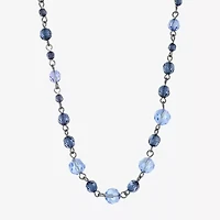 1928 Black Tone & Blue Womens 15 Inch Beaded Necklace