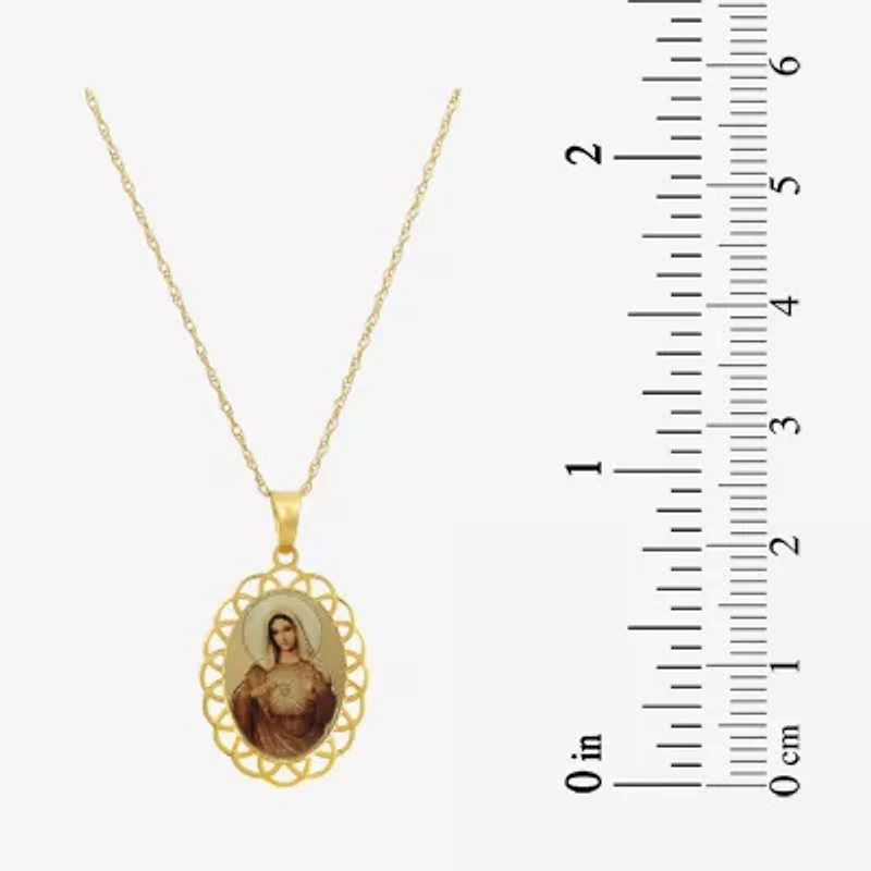 Immaculate Heart Of Mary Womens 14K Gold Oval 18 Inch Pendant Necklace