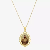 Immaculate Heart Of Mary Womens 14K Gold Oval 18 Inch Pendant Necklace