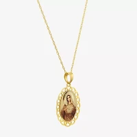 Immaculate Heart Of Mary Womens 14K Gold Oval 18 Inch Pendant Necklace