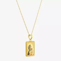 Madonna And Child Womens 14K Gold Rectangular 18 Inch Pendant Necklace