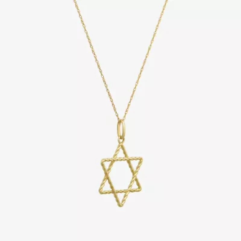 Star Of David Womens 14K Gold Star 18 Inch Pendant Necklace