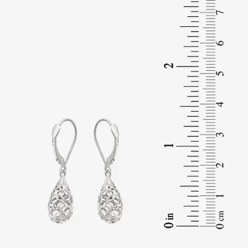Womens 14K White Gold Pear Drop Earrings