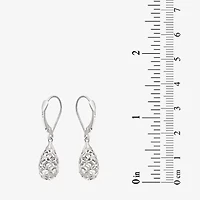 Womens 14K White Gold Pear Drop Earrings