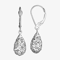 Womens 14K White Gold Pear Drop Earrings