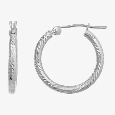Womens 10K White Gold 18mm Round Hoop Earrings