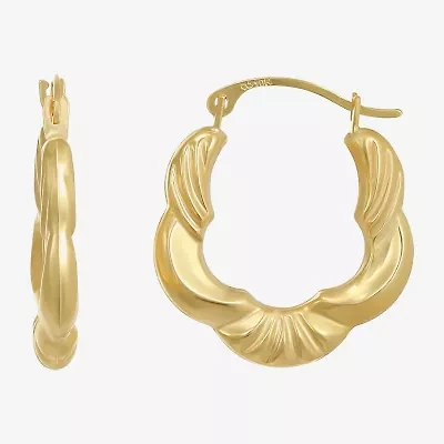 Womens 10K Gold 20.6mm Flower Hoop Earrings