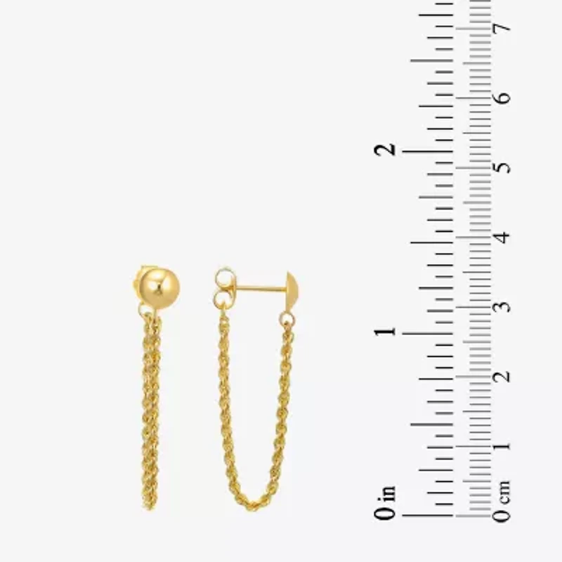 Front Back Womens 14K Gold Oval Drop Earrings