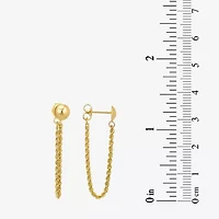 Front Back Womens 14K Gold Oval Drop Earrings