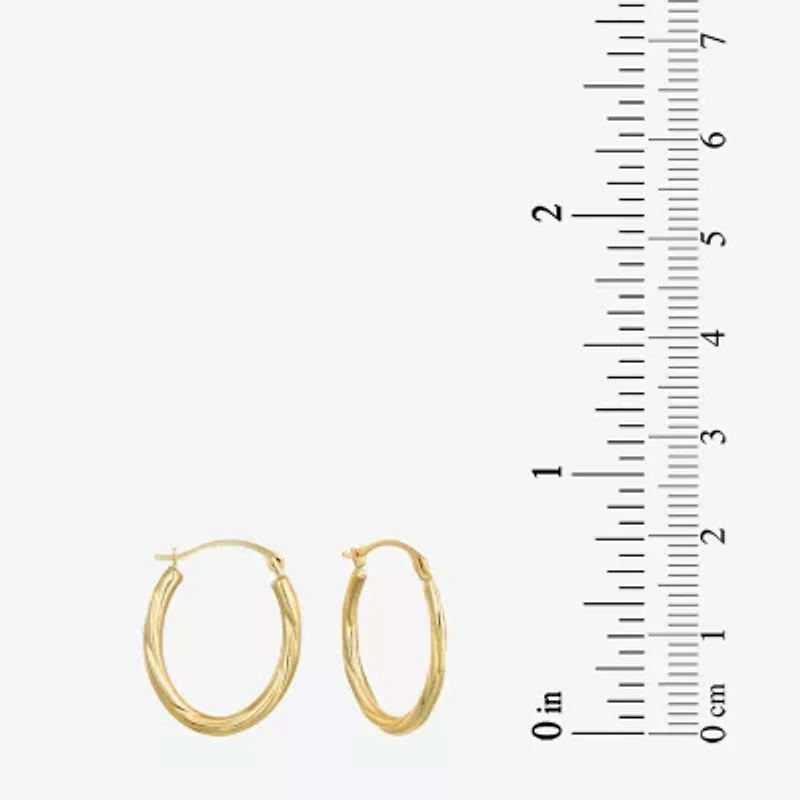 Womens 14K Gold 18mm Oval Hoop Earrings