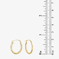 Womens 14K Gold 18mm Oval Hoop Earrings