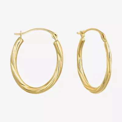 Womens 14K Gold 18mm Oval Hoop Earrings