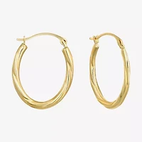 Womens 14K Gold 18mm Oval Hoop Earrings