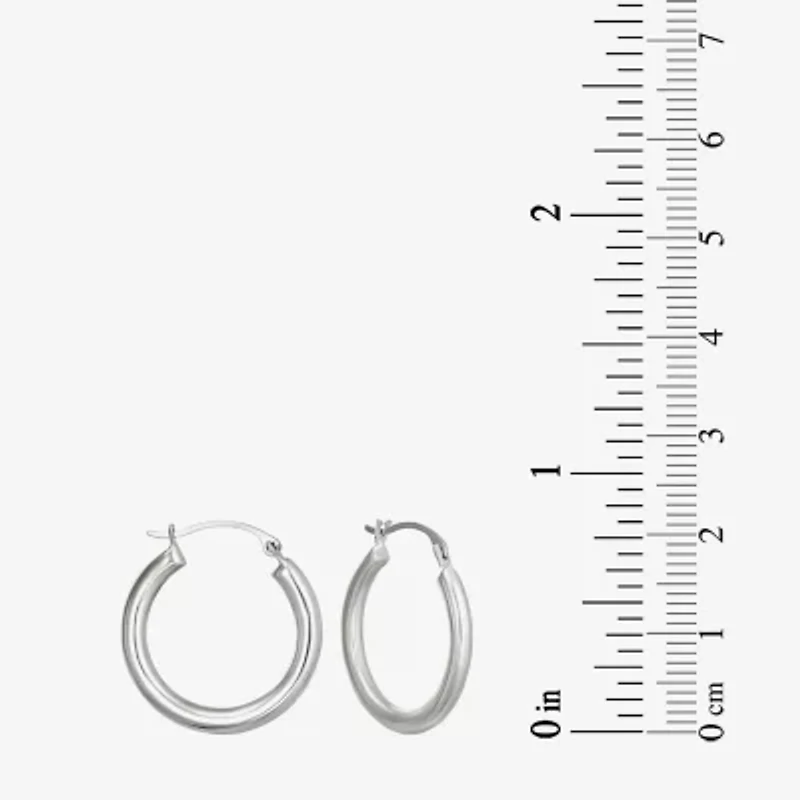 Womens 14K White Gold 20mm Round Hoop Earrings