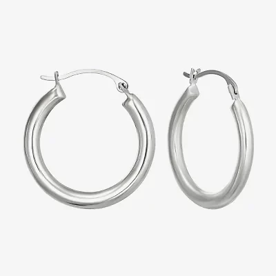 Womens 14K White Gold 20mm Round Hoop Earrings