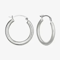 Womens 14K White Gold 20mm Round Hoop Earrings
