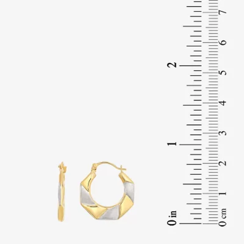 Womens 14K Two Tone Gold 19mm Round Hoop Earrings