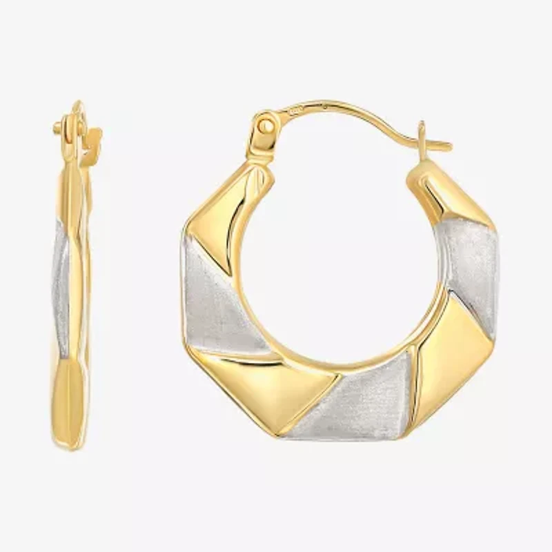 Womens 14K Two Tone Gold 19mm Round Hoop Earrings