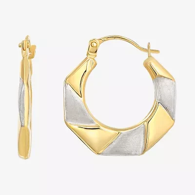 Womens 14K Two Tone Gold 19mm Round Hoop Earrings