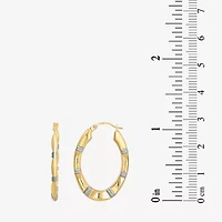 Womens 14K Two Tone Gold 29mm Round Hoop Earrings