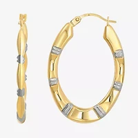 Womens 14K Two Tone Gold 29mm Round Hoop Earrings