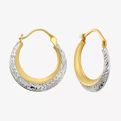 Womens 14K Two Tone Gold 20.9mm Round Hoop Earrings