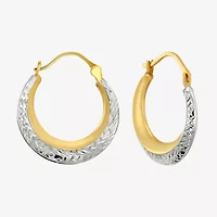 Womens 14K Two Tone Gold 20.9mm Round Hoop Earrings