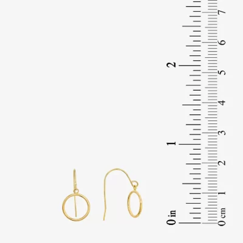 Womens 14K Gold Circle Drop Earrings