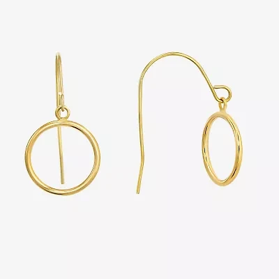 Womens 14K Gold Circle Drop Earrings