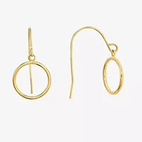Womens 14K Gold Circle Drop Earrings