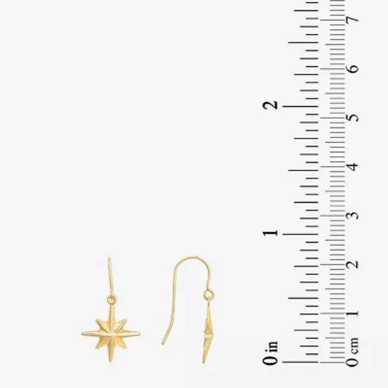 North Star Womens 14K Gold Star Drop Earrings