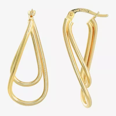 Womens 14K Gold 28mm Oval Hoop Earrings