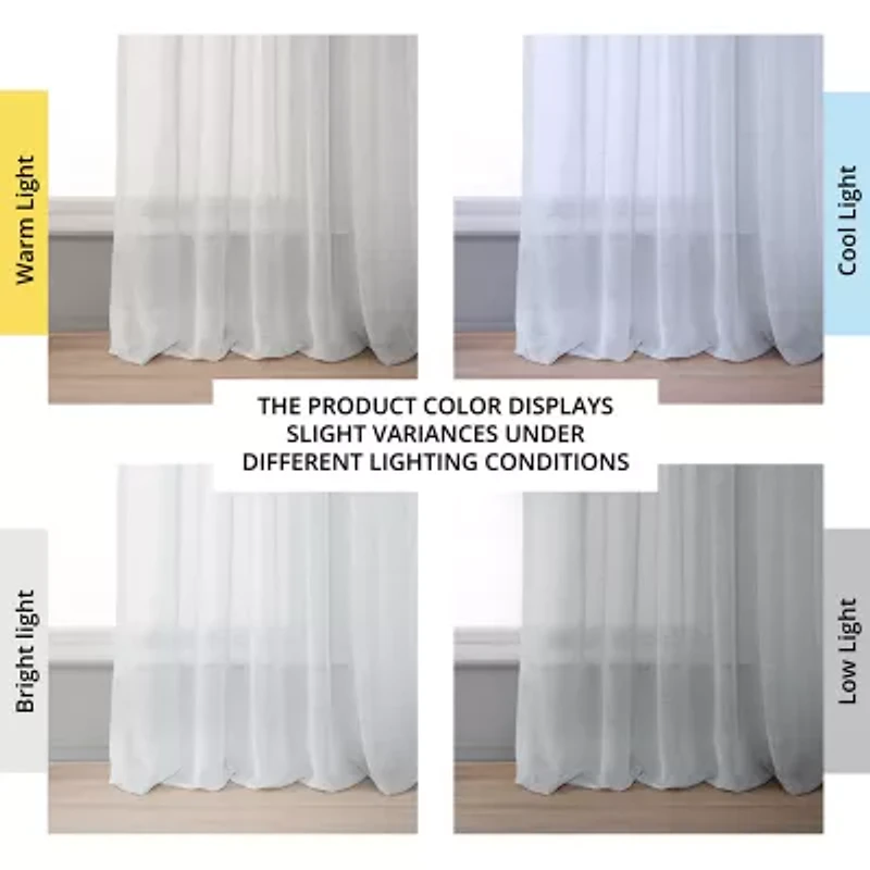 Exclusive Fabrics & Furnishing Solid Faux Linen Rod Pocket Sheer Single Curtain Panel