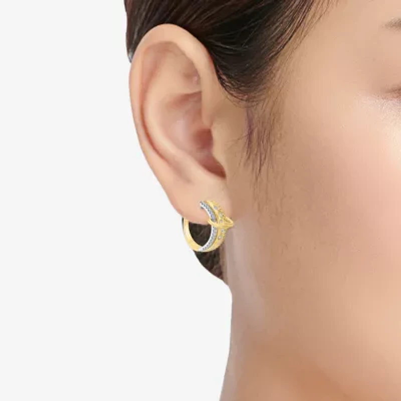 Limited Quantities! (I / Si2) Womens 1/2 CT. T.W. Lab Grown White Diamond 10K Gold Over Silver Sterling Silver 20mm Hoop Earrings