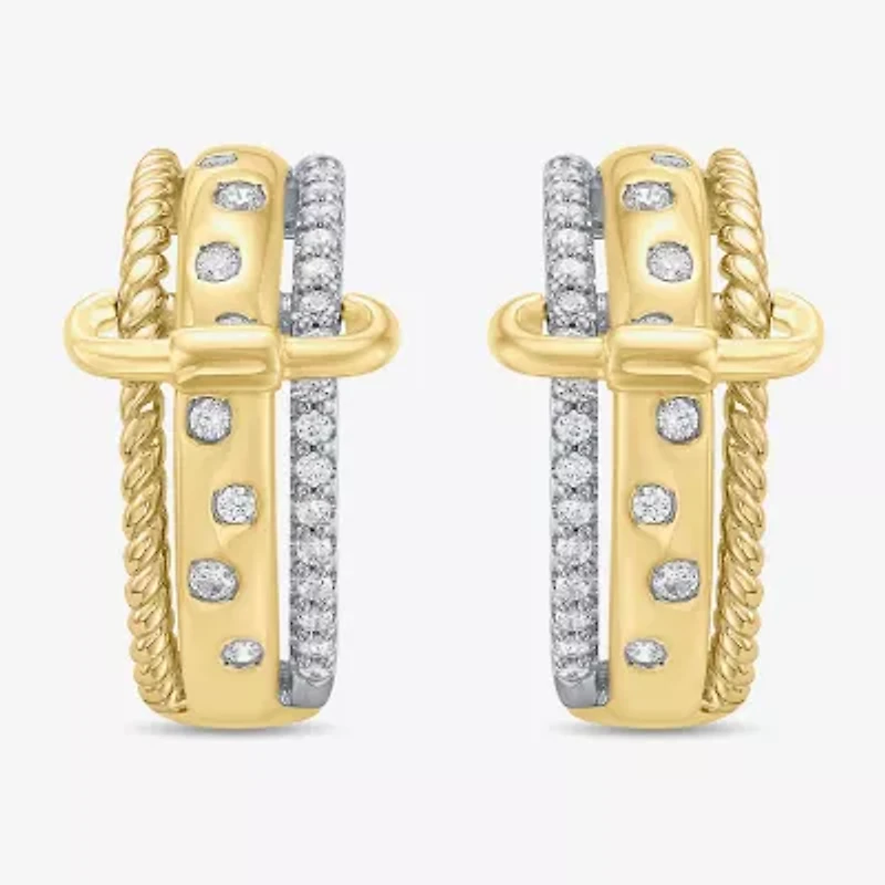 Limited Quantities! (I / Si2) Womens 1/2 CT. T.W. Lab Grown White Diamond 10K Gold Over Silver Sterling Silver 20mm Hoop Earrings