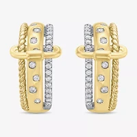 Limited Quantities! (I / Si2) Womens 1/2 CT. T.W. Lab Grown White Diamond 10K Gold Over Silver Sterling Silver 20mm Hoop Earrings