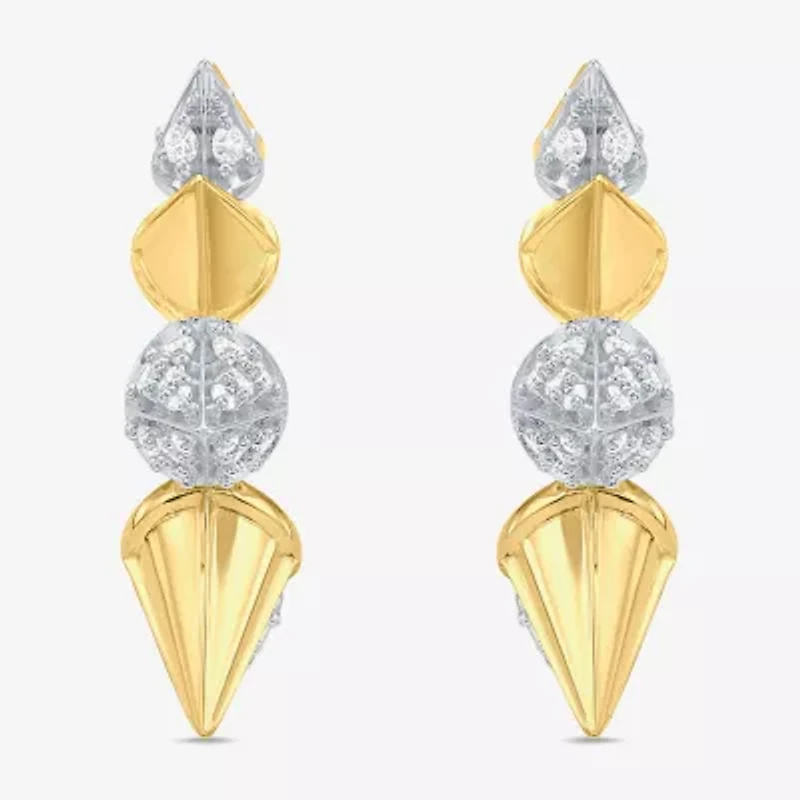 Limited Quantities! (I / Si2) Womens 1/2 CT. T.W. Lab Grown White Diamond 10K Gold Over Silver Sterling Silver 24.5mm Hoop Earrings