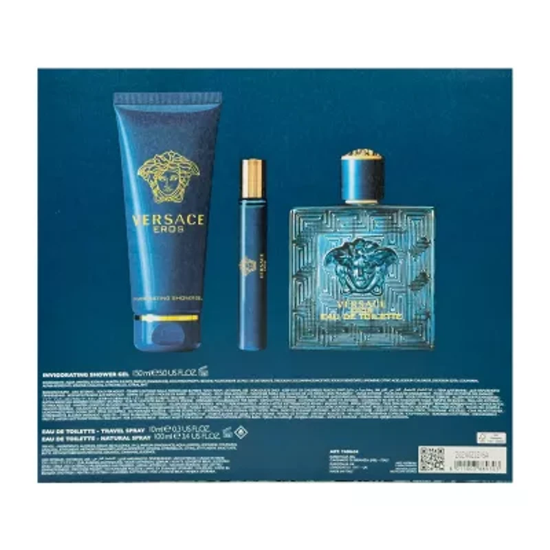 Versace Eros For Men Eau De Toilette 3-Pc Gift Set ($160 Value)