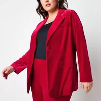 Premier Amour Velvet Womens Stretch Fabric Regular Fit Plus Blazer
