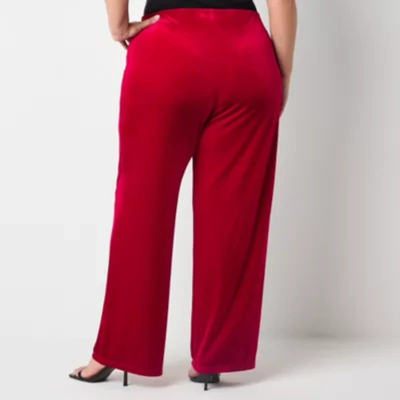 Premier Amour Velvet Womens Wide Leg Plus Pull-On Pant