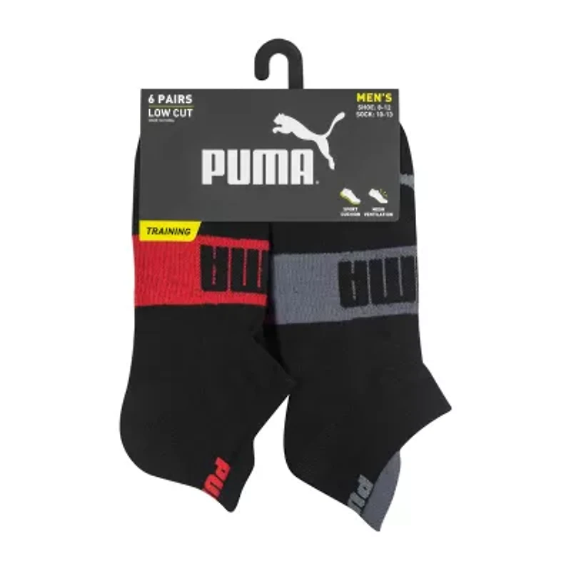 PUMA Ultimate Training Heel Tab Mens Breathable Multi-Pack 6 Pair Low Cut Socks