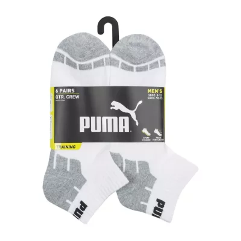 PUMA Ultimate Training Mens Breathable Multi-Pack 6 Pair Quarter Ankle Socks