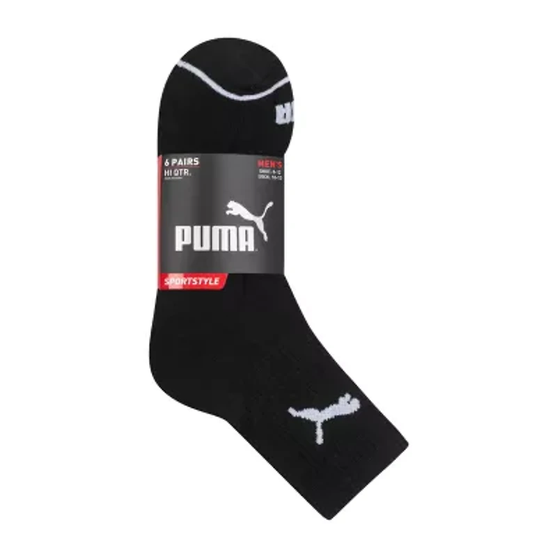 PUMA Sportstyle Training High Mens Breathable Multi-Pack 6 Pair Quarter Ankle Socks