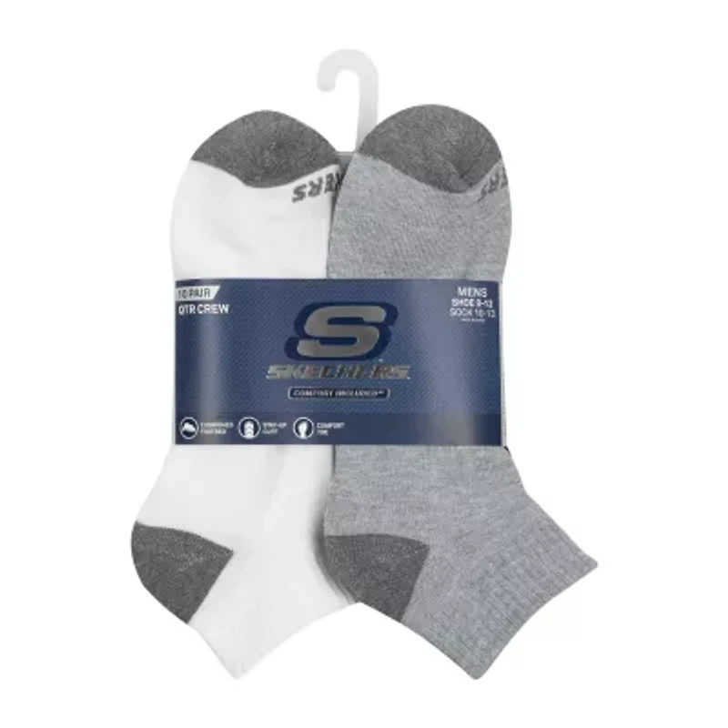 Skechers Mens Breathable Multi-Pack 10 Pair Quarter Ankle Socks