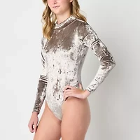 Arizona Velvet Womens Mock Neck Long Sleeve Bodysuit Juniors