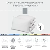 Ella Jayne Gussetted Firm Plush Down Alternative Side/Back Sleeper Pillow, Set of 4