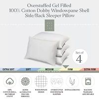 Ella Jayne 100% Cotton Dobby-Box Shell Firm Back/Side Sleeper Down Alternative Pillow, Set of 4