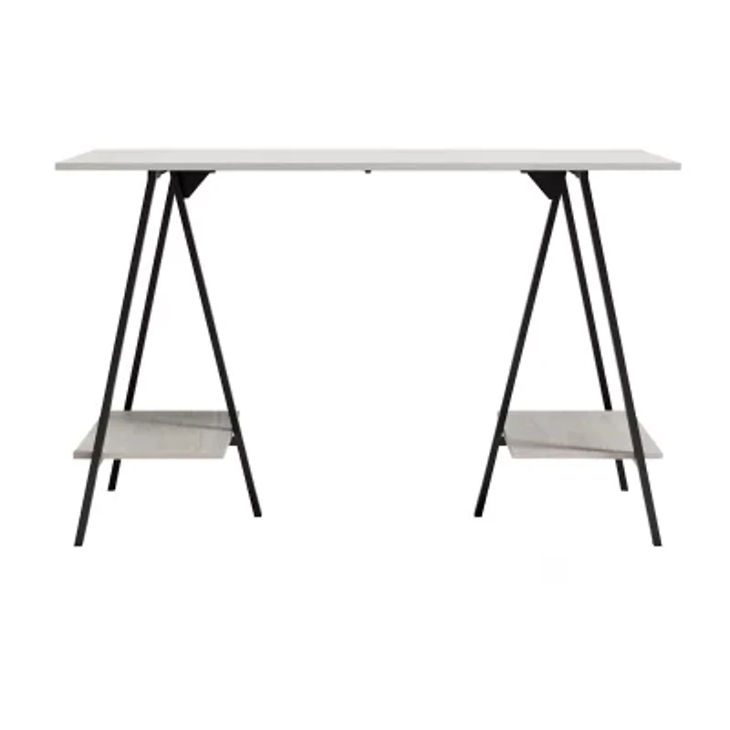 Signature Design by Ashley Bayflynn Sawhorse Leg 47" Home Office Desk with 2 Shelves